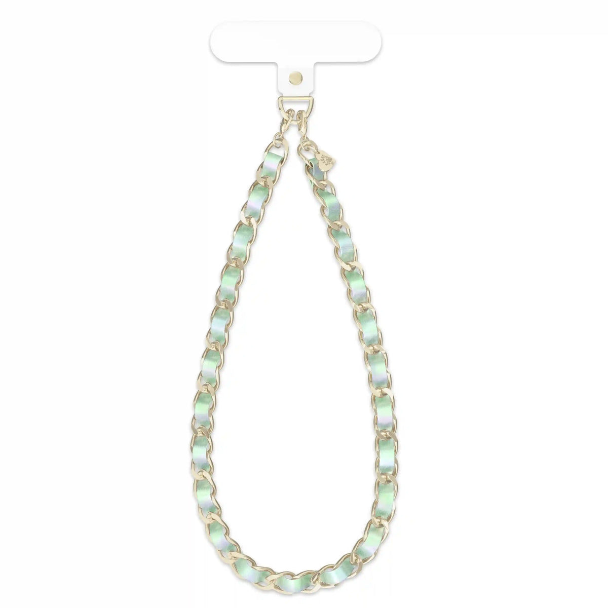 Teal Holo Leather Chain Phone Charm