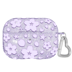 Lavender Cherry Blossom Glitter AirPod Case