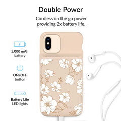White Floral iPhone Charging Case